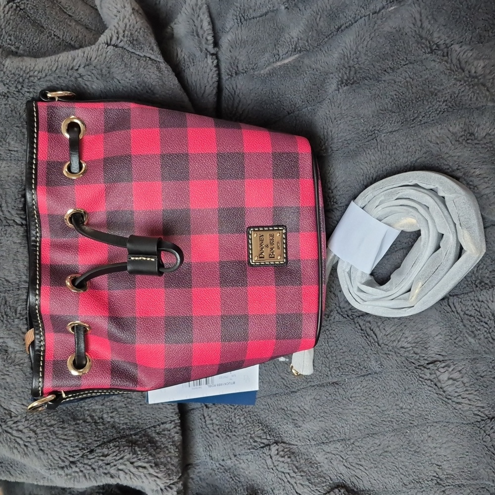 Dooney & Bourke Buffalo Plaid Tucker Drawstring Crossbody Bag, New W Tags - Picture 17 of 17